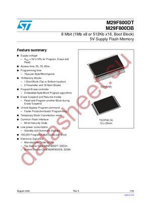 M29F800DB70M1 datasheet  